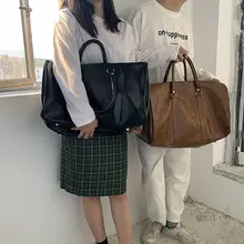 大容量のレザー風手提げ旅行バッグ【フィットネス用・レトロデザイン・女性用】