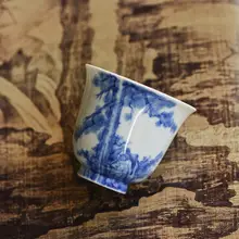 青花柄 手作り高級景德鎮茶杯【個人用・十方雨後デザイン】