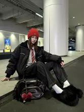 プラッシュ素材の流蘇付き厚底カラフル通勤用スリッパ【男女兼用・秋冬用】