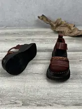 高級感あるレザー製レトロデザインの厚底サンダル【一文字ストラップ・春夏用】
