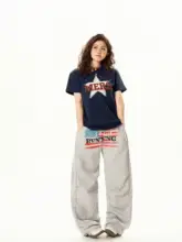 アメリカンヴィンテージ風星柄プリントのショートスリーブTシャツ【レディース・夏用・スリムフィット】