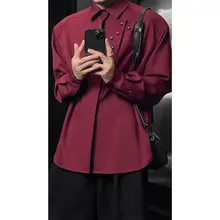 長袖シャツ メンズ デザイン襟 ヴィンテージ ルーズ シンプル 上品 カジュアル