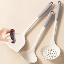 耐熱シリコン製 フライ返しとお玉の調理器具【長めの柄・お手入れ簡単】（セットアップ対応）