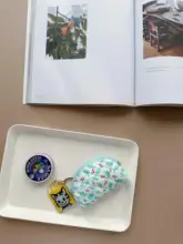 可愛いフラワープリントのコットンキー＆イヤフォンポーチ【便利な小銭入れ・餃子型】