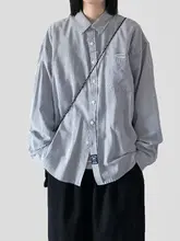 春秋用 ヴィンテージ風 ストライプ長袖シャツ【男女兼用・フィット・カジュアル】（セットアップ対応）