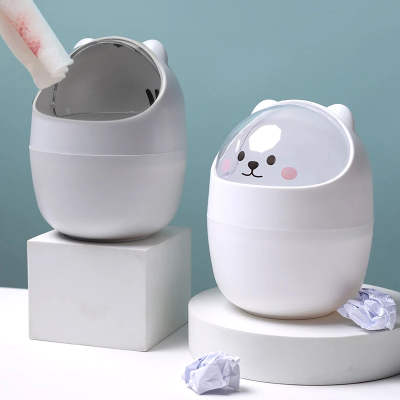 かわいいミニデスクゴミ箱：ふた付き・オフィス用・家庭用の実用性と安全性