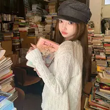 カーディガンとノースリーブトップスのニットアンサンブル【明るいイエロー・女性用】（セットアップ対応）