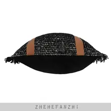 現代風の中華スタイル抱き枕【デザイナー製・長形・黒橙色・ソファ用】