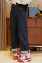デニムブルーのワイドレッグジーンズ【ハイウエスト・レトロスタイル・梨型体型に最適】