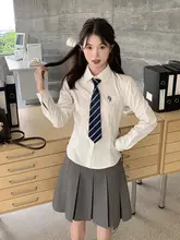 JK制服セット【レディース・秋用・ウエストリボン・長袖シャツ＆スカート・2点セット】