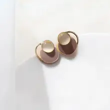 秋冬用 人工猫眼石 丸型耳飾り【ピンク・グリーン・オフィススタイル】