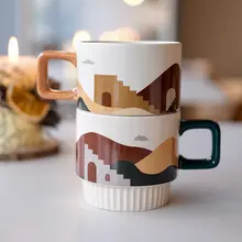 モランディデザイン コーヒーマグカップ【陶器・レトロスタイル・北欧風】