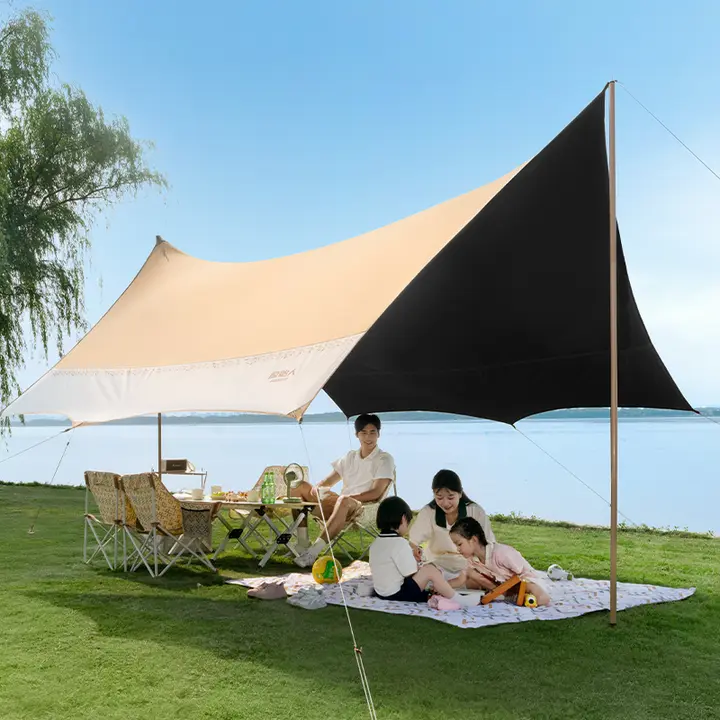 The Primitive 快適なアウトドアを実現！黒ラバー製テント【一体型・瞬時に展開・日除け用】