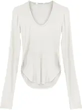 セクシーUネック長袖Tシャツ【薄手・フィットデザイン・秋用】