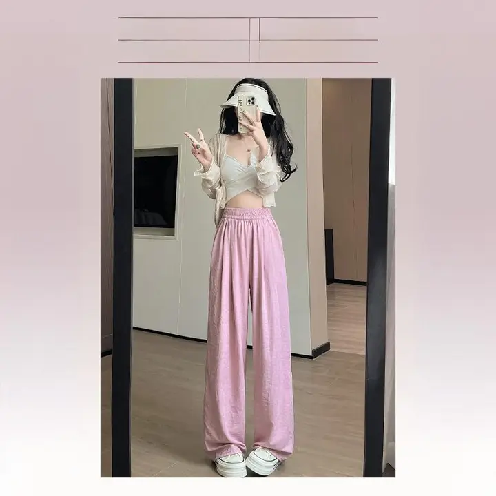 レディース夏用薄手ストレートパンツ【フィット・大きめシルエット・防虫仕様】（セットアップ対応）