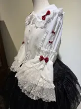 涼しげな姫袖シフォンシャツ【日焼け防止・ロリータ風・ストロベリーケーキデザイン・中袖】