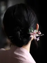 花柄の髪飾り【新中式・U字型・古風・低いお団子髪用】