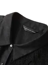 ヴィンテージ風麻混ニット長袖シャツ【翻领・女性用】