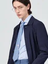 中長丈トレンチコート【ビジネスカジュアル・シングルボタン・翻襟デザイン・男性用】