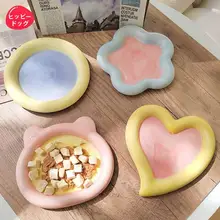 手描き陶器製 ペット用猫皿【倒れず使いやすい・フード用・おやつ皿】