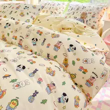 4点セット ピュアコットン シングルベッド用寝具【カバー・シーツ・ベッドスカート】