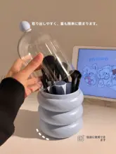 化粧ブラシ収納ボックス【防塵・デスク用・ブラシとリップ用の仕切り付き・大容量】
