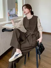 ベスト ワイドパンツ 3点セット レディース ブラウン きれいめ 上品 オフィスカジュアル 初秋