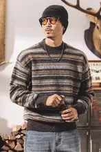 フェアアイル柄のニットセーター【メンズ・厚手・フィット】