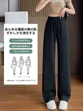 夏用薄手コットンワイドパンツ【女性用・グレー・フィット・カジュアル】（セットアップ対応）