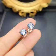 天然海蓝宝石イヤリング【クリスタル・925銀・18Kゴールドコーティング・検査対応】