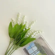 透明ガラスの花瓶【デスク用・スズラン風・造花】【インテリア装飾用】