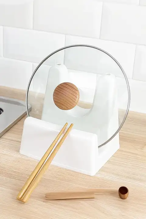 キッチン用品 鍋蓋置きスタンド【穴あけ不要・水切り収納】