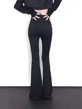 ourhour ハイウエストストレッチヨガパンツ【黒・ゆるやかフレア・女性用】