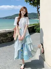 デザイン性のある不規則なレース刺繍トップス【花柄ミディスカート・半袖】（セットアップ対応）