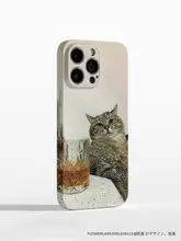 微醺ワイン猫デザインのスマホケース【iPhone用・ソフトタイプ・対応機種多数】