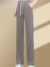 夏用アイスシルクワイドレッグパンツ【高腰・フィット・ストレートシルエット】（セットアップ対応）