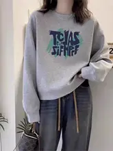 綿100% ラウンドネックショートスウェットシャツ【秋冬・カジュアル・ゆったりフィット・字母プリント】