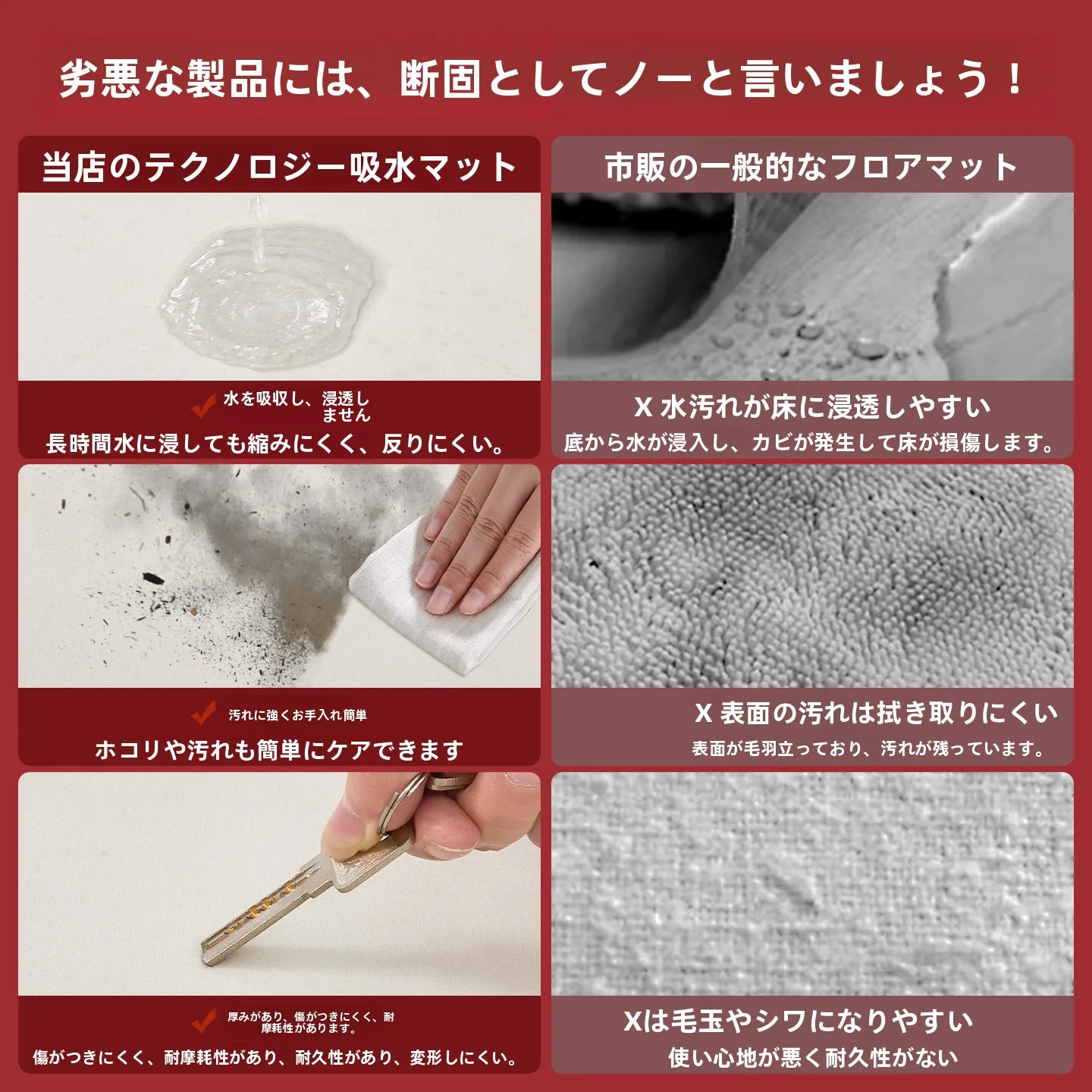 トイレマット 拭ける シラルマット 赤色バスルームマットの実用性とメンテナンスガイド