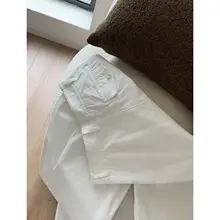 秋季用 レディースワイドレッグパンツ【白色・フィット・カジュアルスタイル】