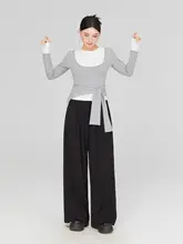高級感ある長袖Tシャツ【韓国風・スリム効果・春用・重ね着】
（セットアップ対応）