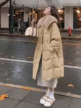 大毛皮襟の中丈ダウンジャケット【女性用・ピンク・保温・ウエスト絞り】