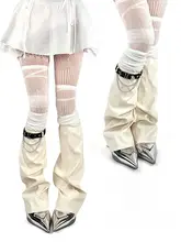レッグウォーマー ブーツカバー レディース レザー ホワイト Y2K ギャル パンク サブカル インスタ映え 「WHITE SOCKS」