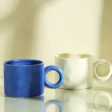 手捏模様の大容量マグカップ【クラインブルー・陶器製・コーヒーカップ】