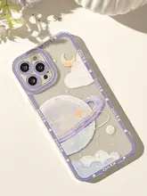 暗紫色の美しい夢幻星球iPhoneケース【シンプル・透明シリコン・各種モデル対応】