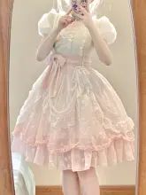 オリジナルチューリップデザインのロリータドレス【甘く可愛い・日常着・エレガントスタイル】（セットアップ対応）