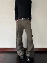 カーゴパンツ ユニセックス 多ポケット 機能性 アメカジ ヴィンテージ ストレート フレア 着痩せ「A PUEE」
