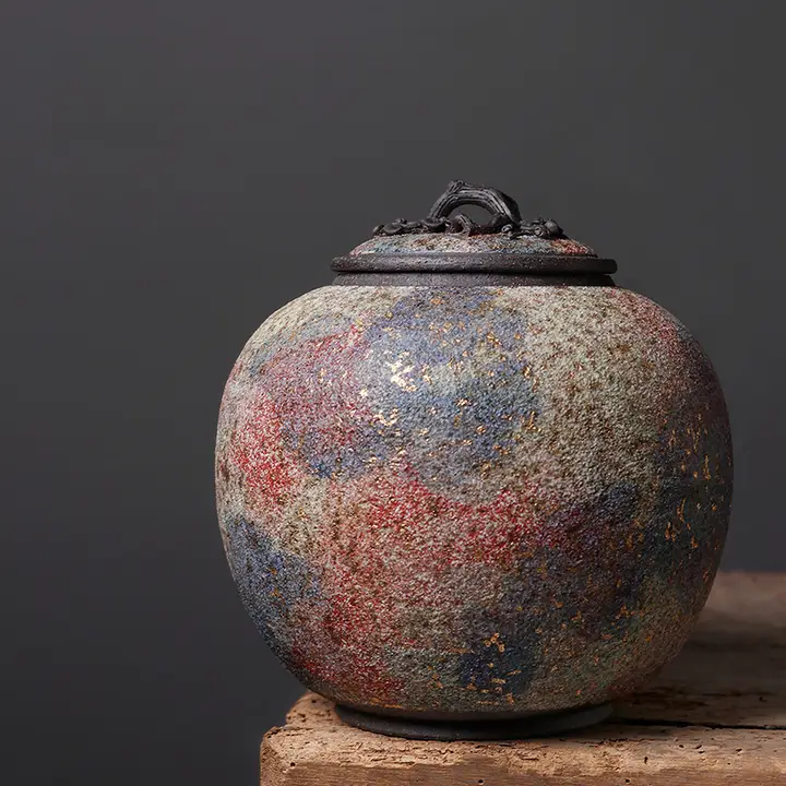 ビンテージスタイルの陶器製茶葉保存缶【大容量・家庭用・花茶やお菓子収納に最適】