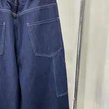 快適なストレートデザイン！ハイウエストデニムワイドパンツ【ウエストゴム・フィット】