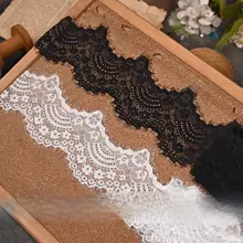 幅広の波形エッジの弾性レースフリル【DIY手作り用・透明感のある装飾布】