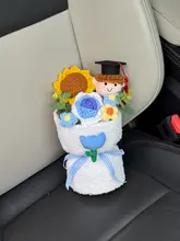 かわいい編み物のひまわりとバラの花束【卒業祝い・贈り物に最適】